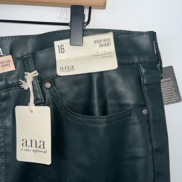 ANA New with Tags NWT Faux Leather Denim High Rise SkinnyJeans Size 16 - Picture 3 of 9